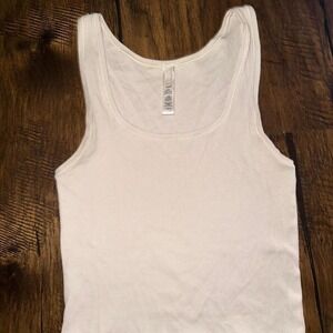 Skims Ribbed Cotton Tank Top Size Large Bone Color